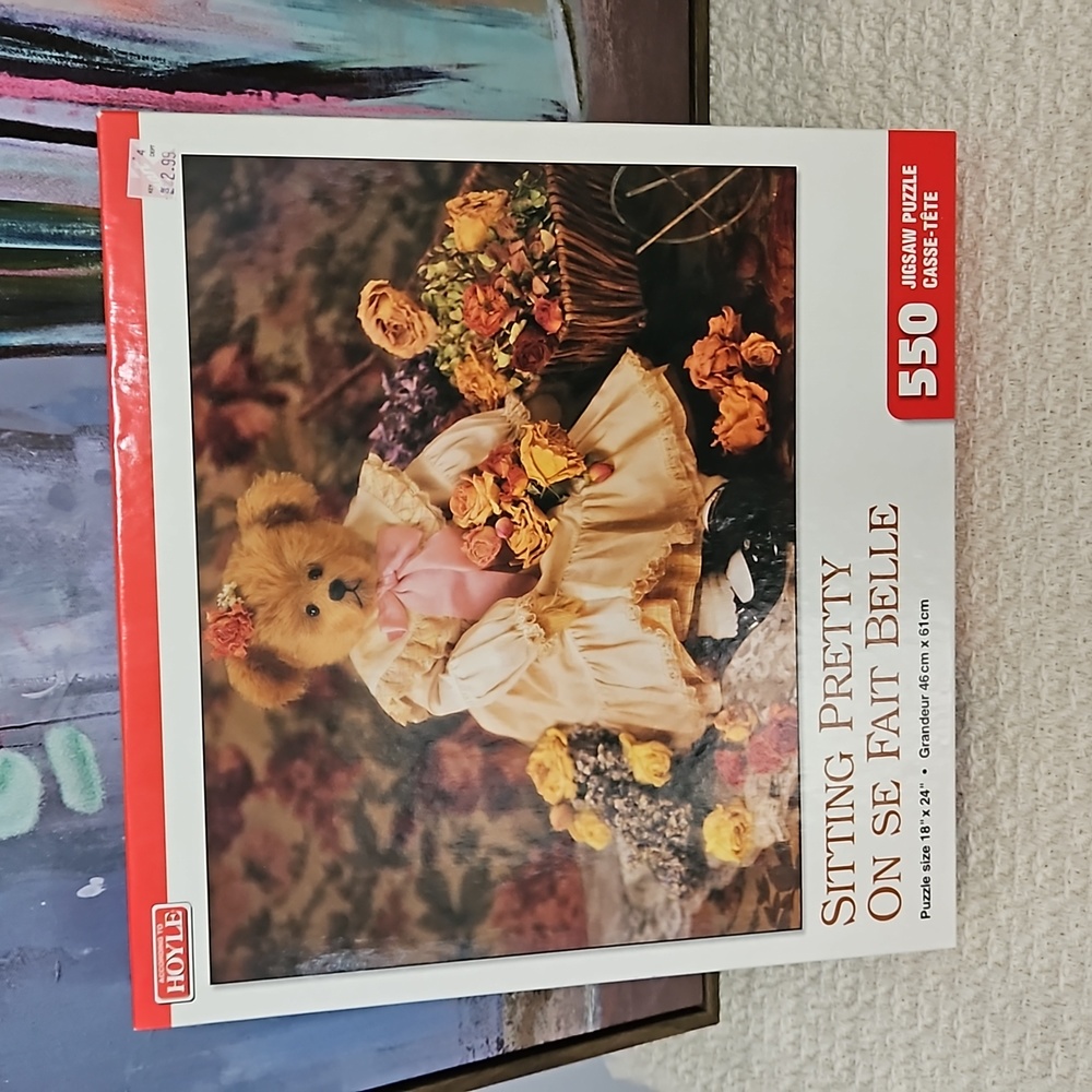 1999 Hoyle Usa SITTING PRETTY Girl Bear Jigsaw Puzzle 550 Piece NEW Box